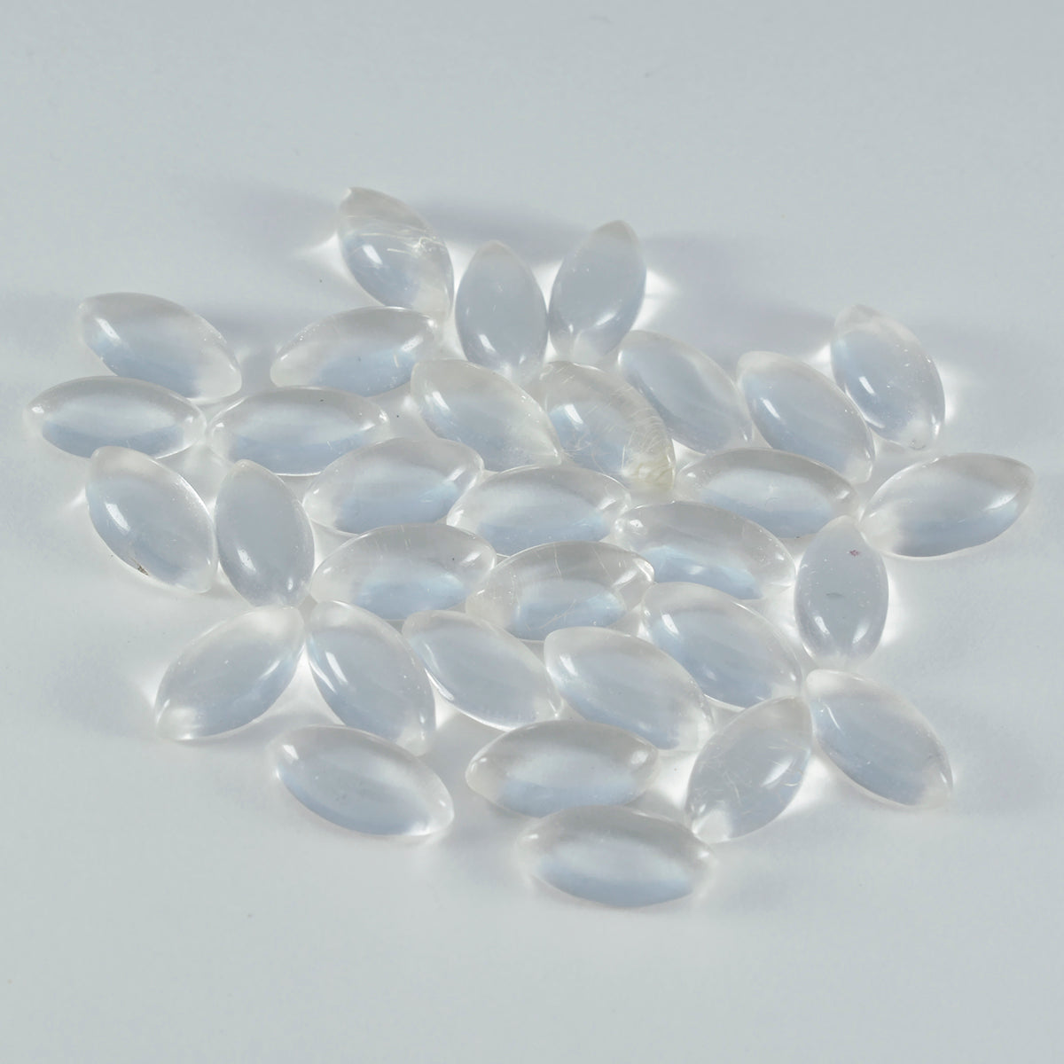 Riyogems 1 Stück weißer Kristallquarz-Cabochon, 6 x 12 mm, Marquise-Form, attraktiver Qualitäts-Edelstein