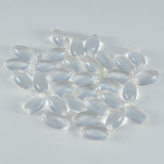 Riyogems 1 Stück weißer Kristallquarz-Cabochon, 6 x 12 mm, Marquise-Form, attraktiver Qualitäts-Edelstein