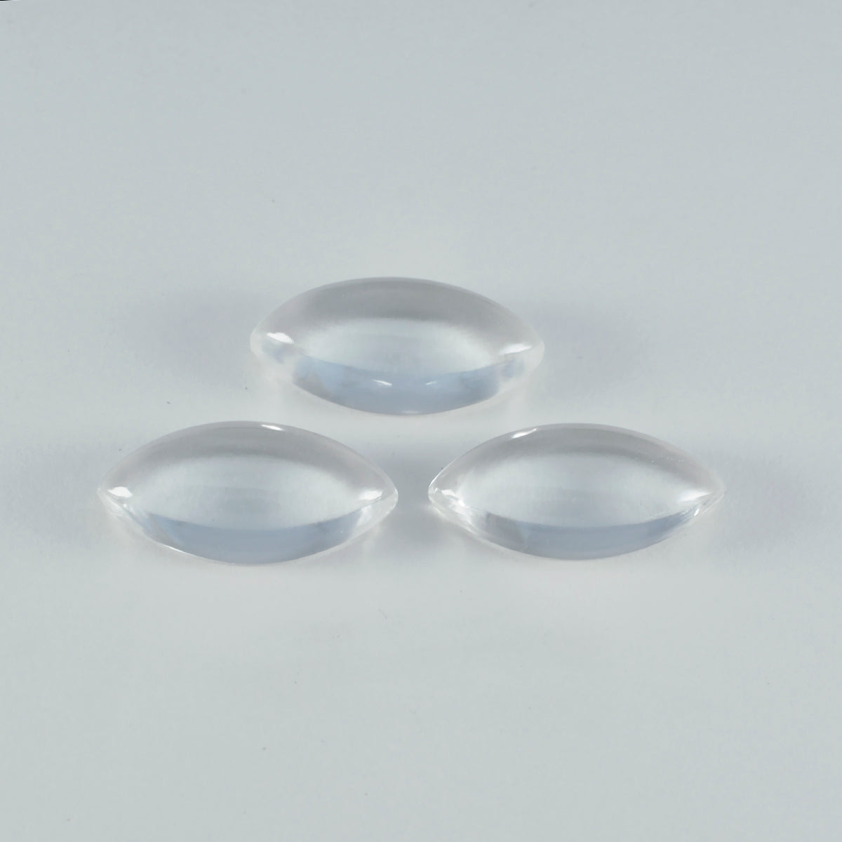Riyogems 1 Stück weißer Kristallquarz-Cabochon, 7 x 14 mm, Marquise-Form, hübsche Qualitätsedelsteine