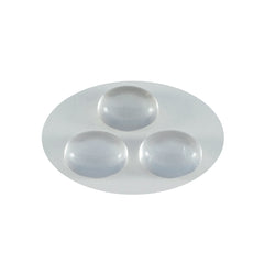 Riyogems 1 Stück weißer Kristallquarz-Cabochon, 10 x 12 mm, ovale Form, Edelstein von fantastischer Qualität