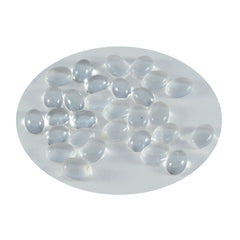 Riyogems 1 Stück weißer Kristallquarz-Cabochon, 5 x 7 mm, ovale Form, hübscher, hochwertiger loser Stein