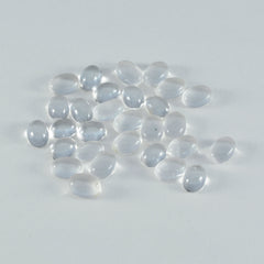 Riyogems 1PC White Crystal Quartz Cabochon 5x7 mm Oval Shape pretty Quality Loose Stone