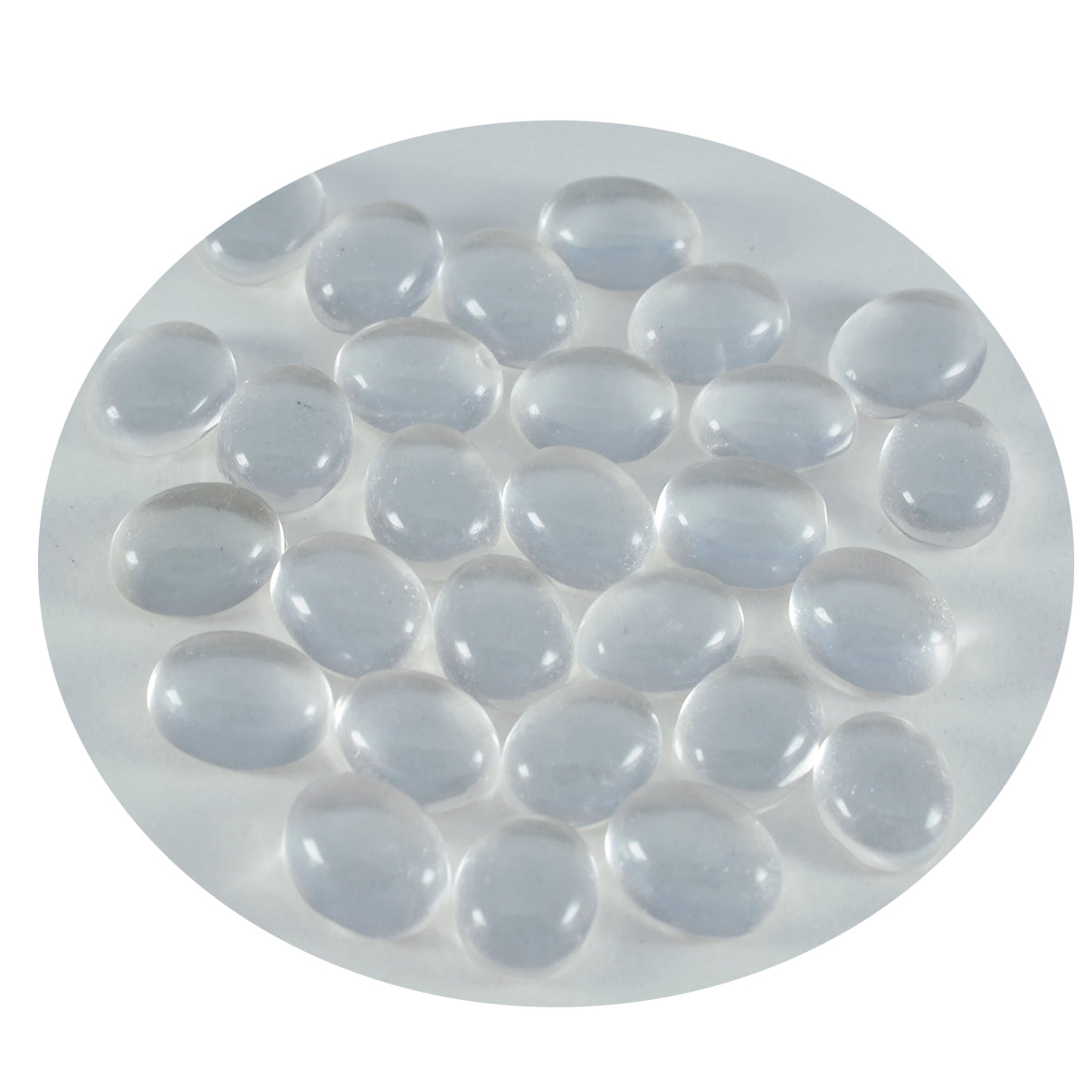 Riyogems 1 Stück weißer Kristallquarz-Cabochon, 6 x 8 mm, ovale Form, erstaunlicher, loser Edelstein