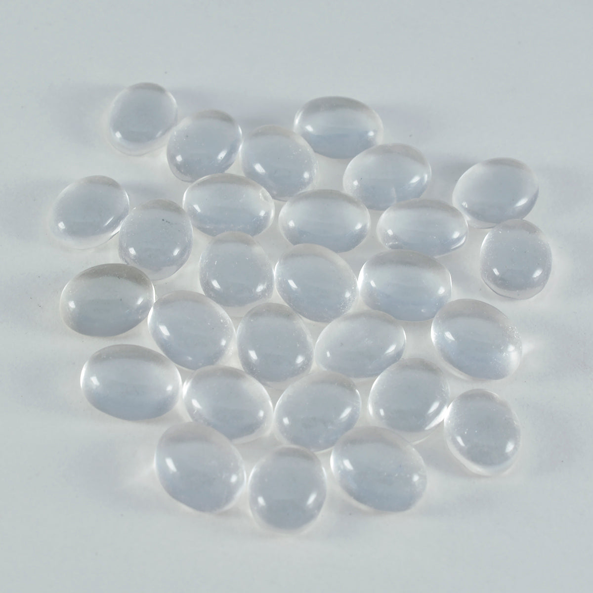 Riyogems 1pc cabochon de quartz en cristal blanc 6x8 mm forme ovale qualité étonnante pierre précieuse en vrac