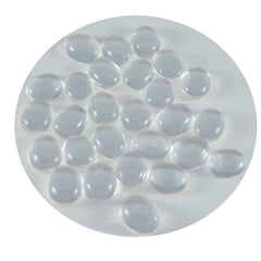 Riyogems 1 Stück weißer Kristallquarz-Cabochon, 7 x 9 mm, ovale Form, wunderschöner Qualitäts-Edelstein