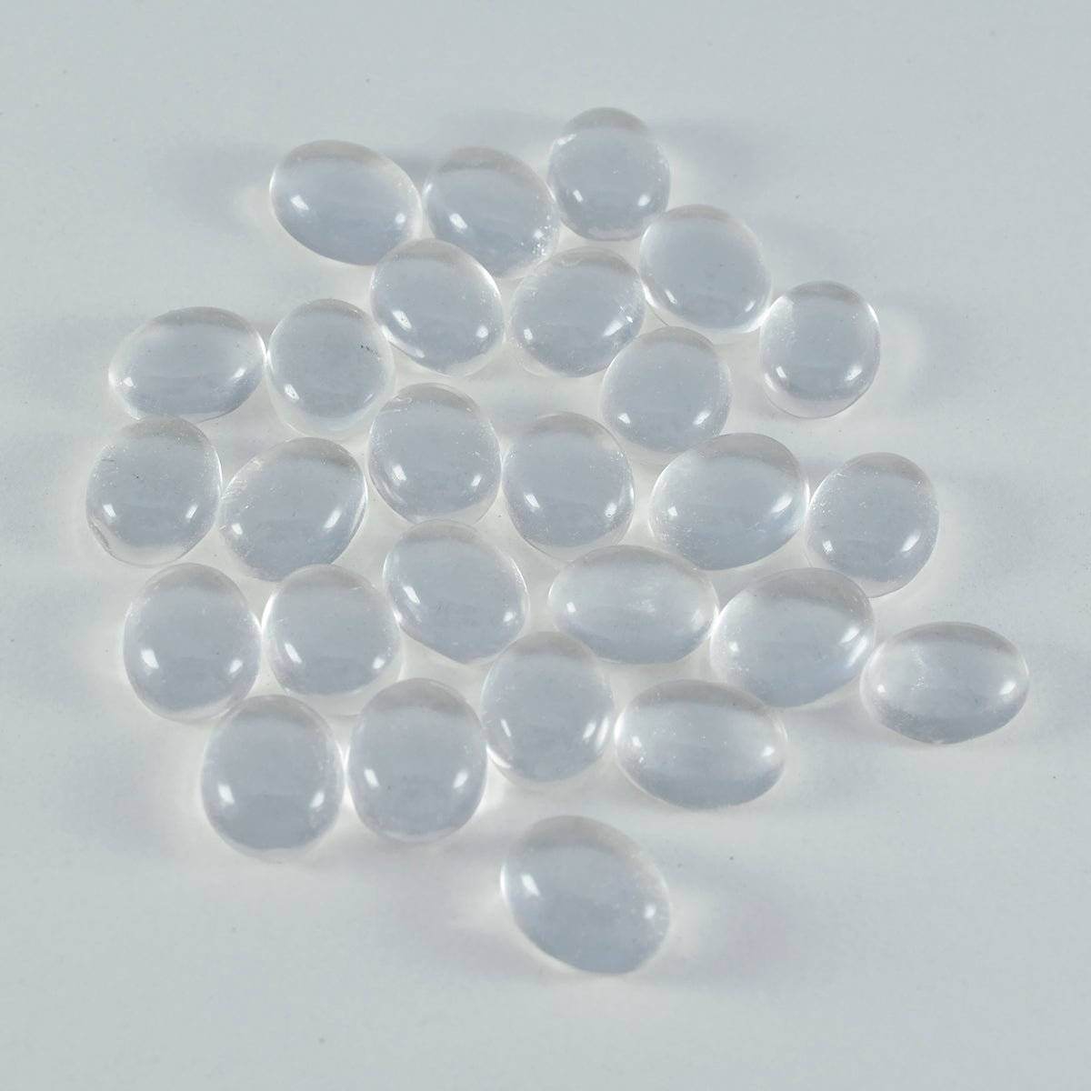 Riyogems 1 Stück weißer Kristallquarz-Cabochon, 7 x 9 mm, ovale Form, wunderschöner Qualitäts-Edelstein