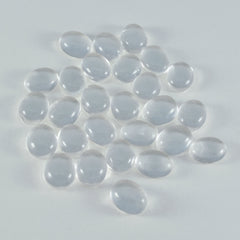 Riyogems, 1 pieza, cabujón de cuarzo de cristal blanco, 8x10mm, forma ovalada, gemas de buena calidad