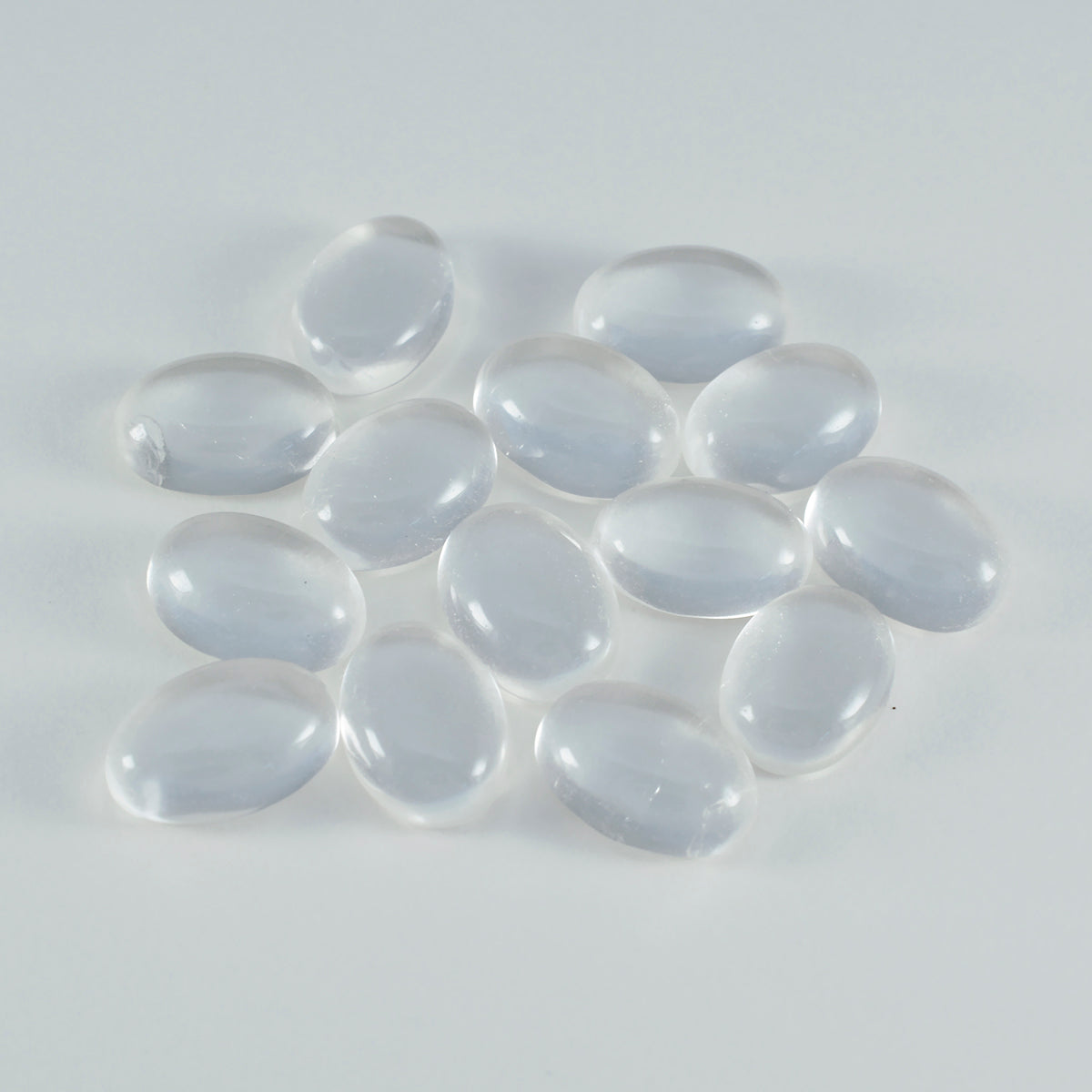 Riyogems 1 cabujón de cuarzo de cristal blanco de 10 x 12 mm, forma ovalada, piedra preciosa de calidad fantástica