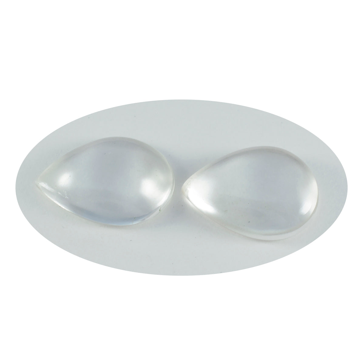 Riyogems 1 Stück weißer Kristallquarz-Cabochon, 10 x 14 mm, Birnenform, süßer Qualitäts-Edelstein