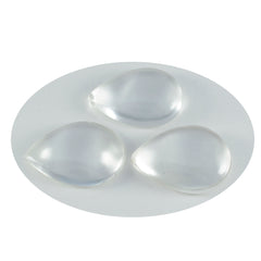 Riyogems 1 Stück weißer Kristallquarz-Cabochon, 12 x 16 mm, Birnenform, ein hochwertiger, loser Edelstein