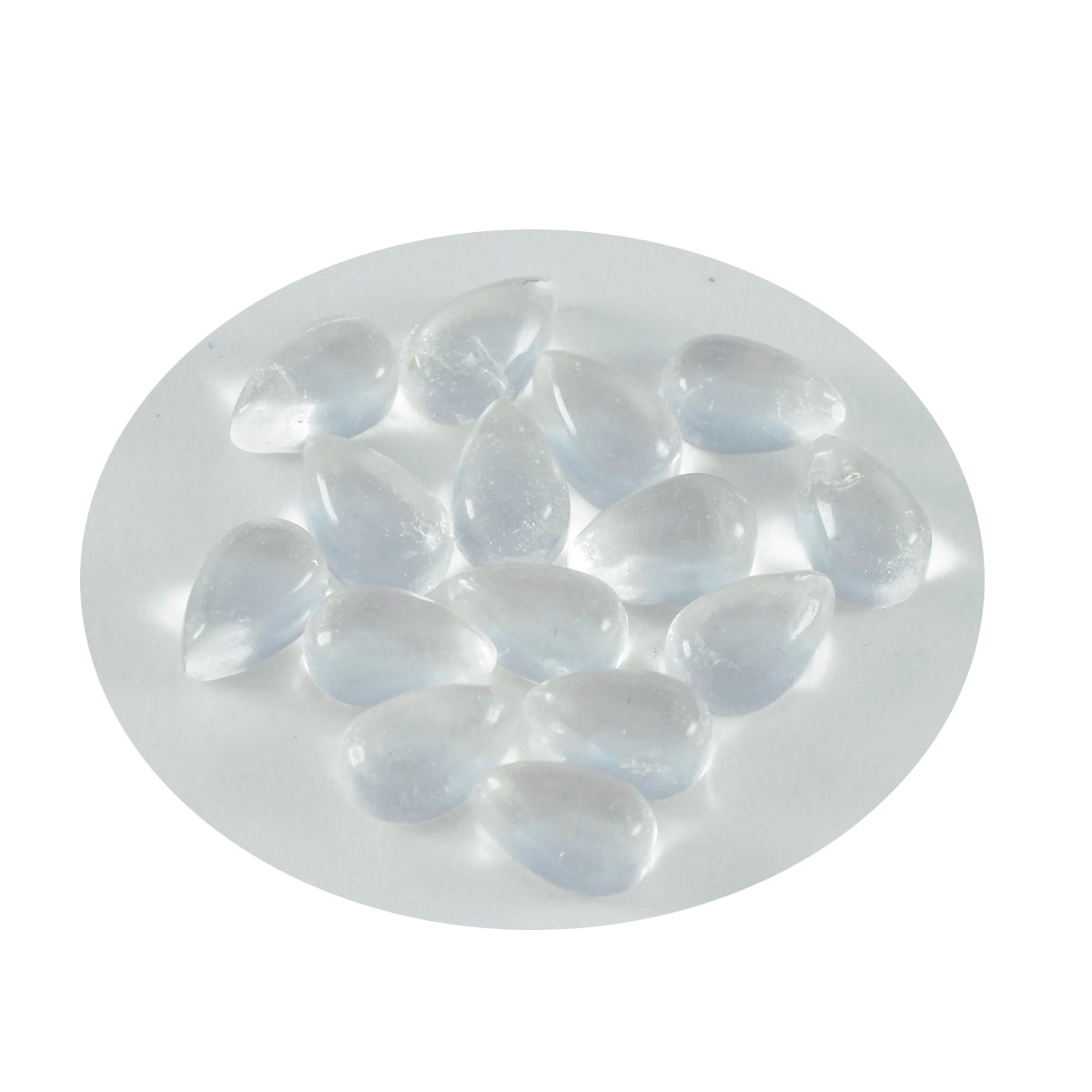 Riyogems 1 Stück weißer Kristallquarz-Cabochon, 4 x 6 mm, Birnenform, süßer, hochwertiger loser Stein