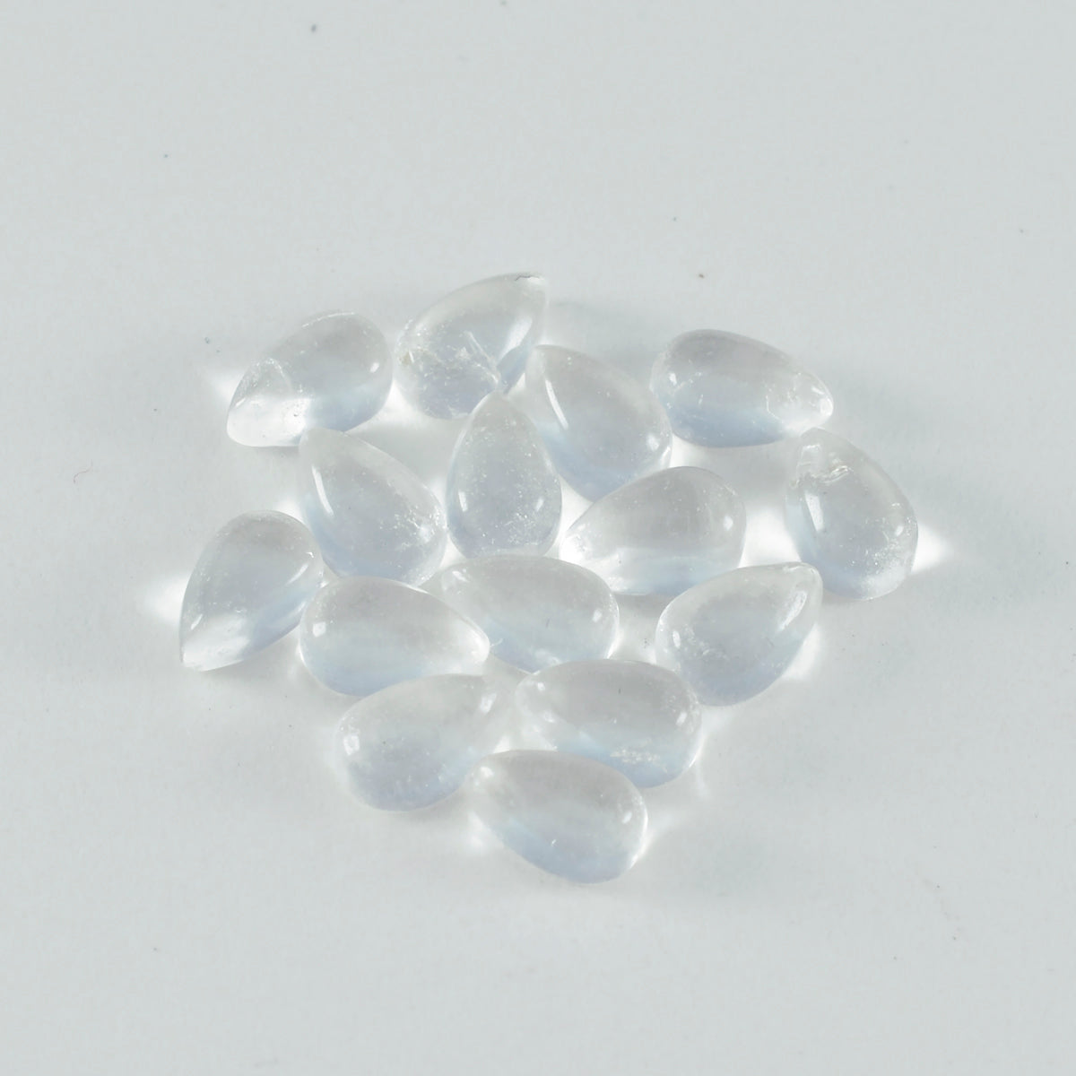 Riyogems 1 pieza cabujón de cuarzo de cristal blanco 5x7 mm forma de pera piedra preciosa suelta de excelente calidad