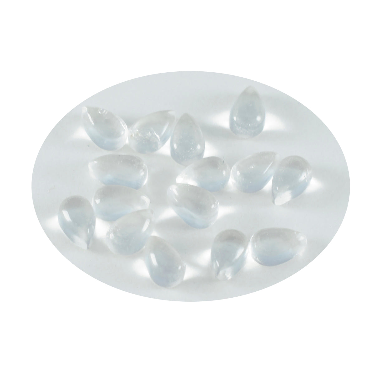 Riyogems 1 Stück weißer Kristallquarz-Cabochon, 5 x 7 mm, Birnenform, hervorragender Qualität, loser Edelstein
