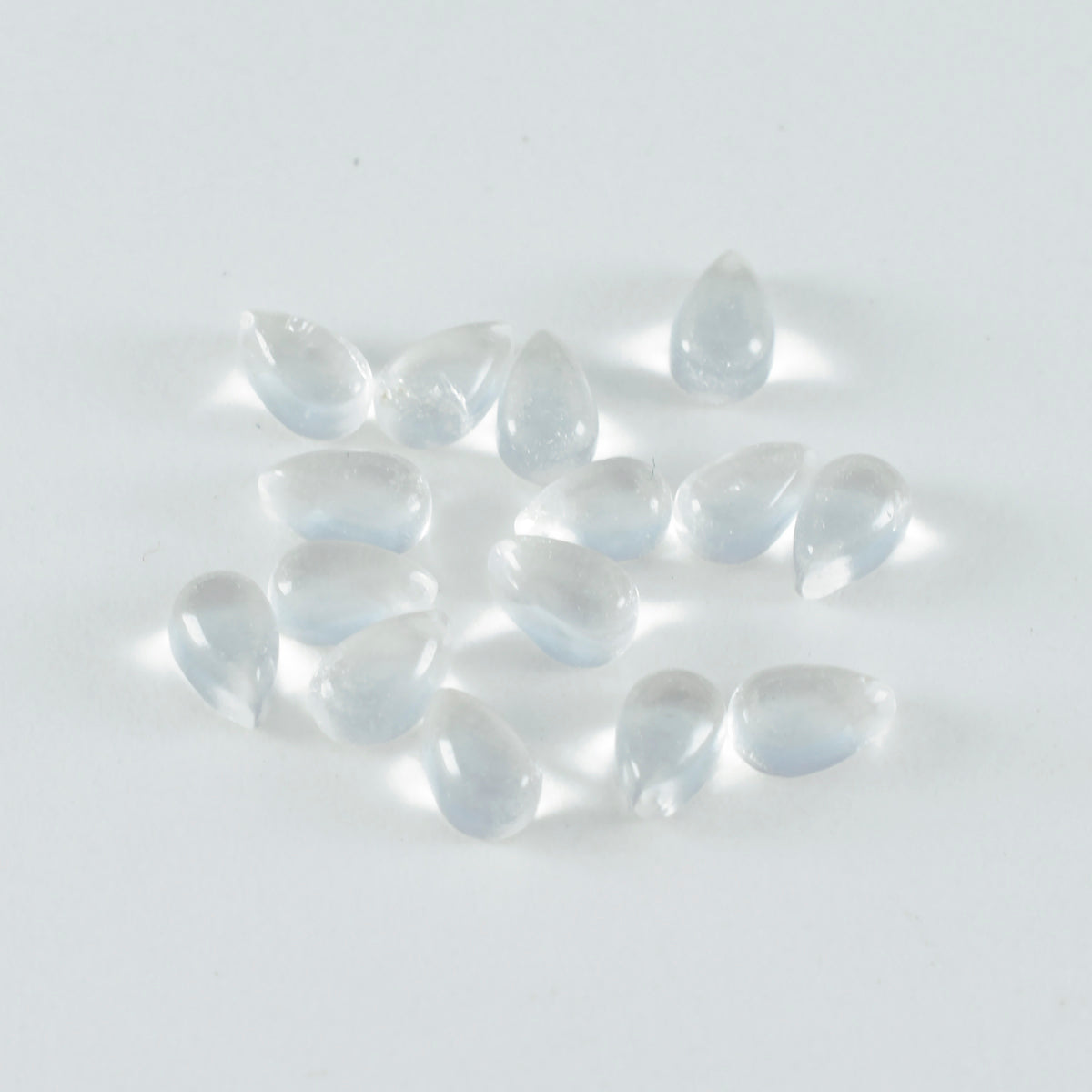 Riyogems 1pc cabochon de quartz en cristal blanc 5x7mm forme de poire superbe qualité pierre précieuse en vrac