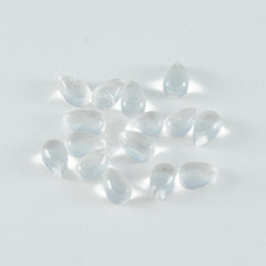 Riyogems 1 Stück weißer Kristallquarz-Cabochon, 5 x 7 mm, Birnenform, hervorragender Qualität, loser Edelstein
