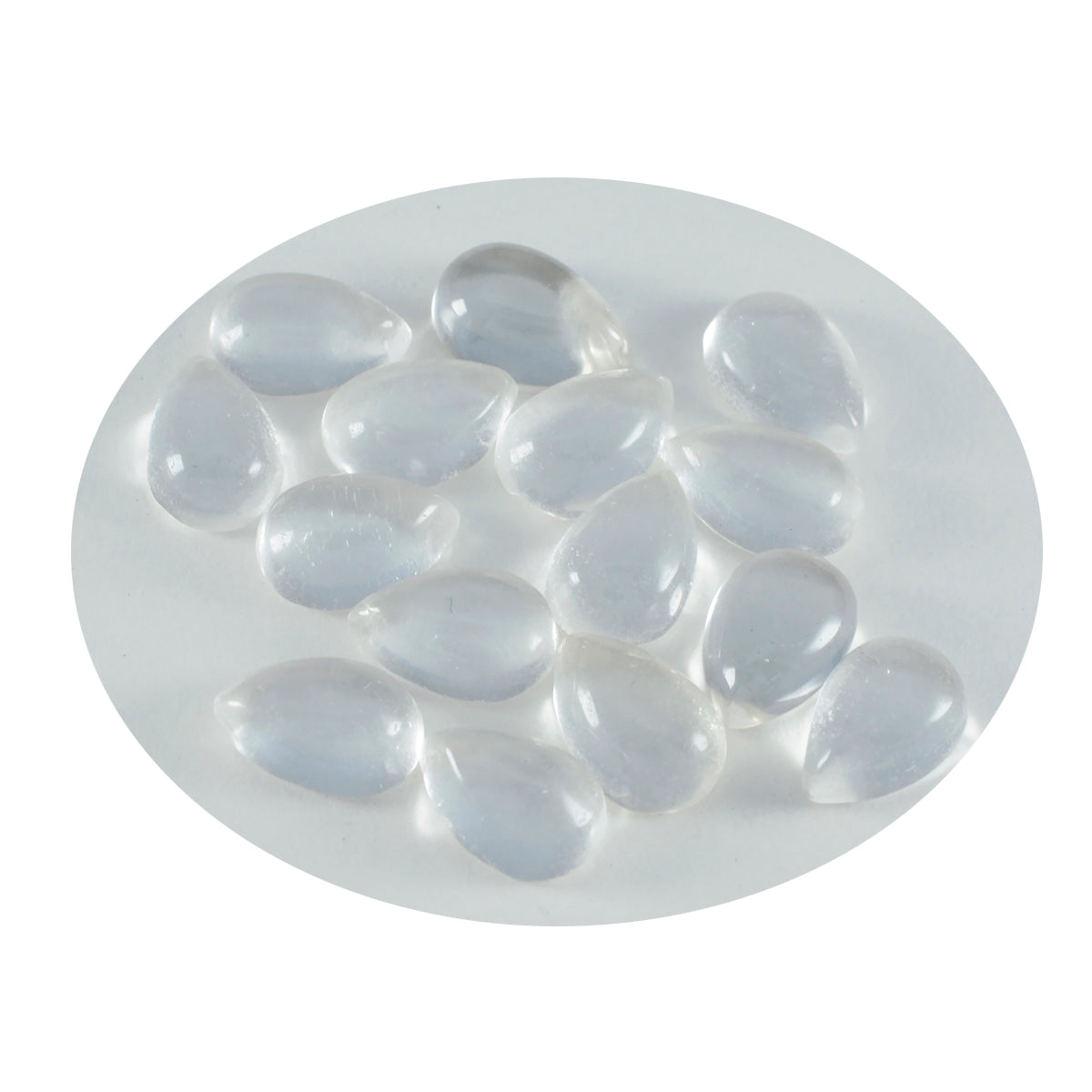 Riyogems 1PC White Crystal Quartz Cabochon 6x9 mm Pear Shape awesome Quality Gem