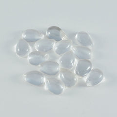 Riyogems 1PC White Crystal Quartz Cabochon 6x9 mm Pear Shape awesome Quality Gem