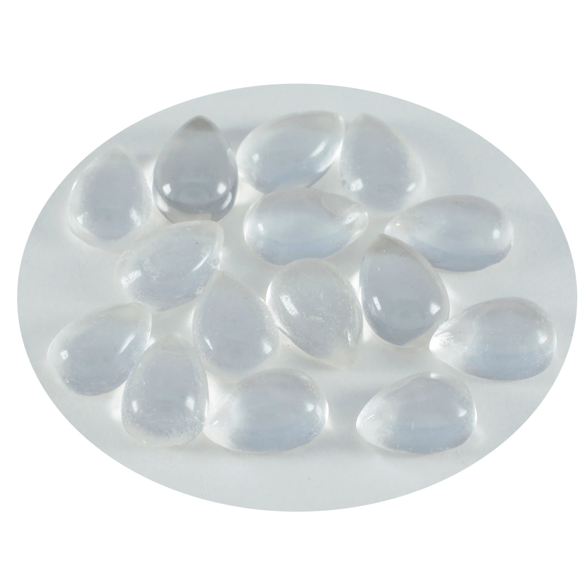 Riyogems, 1 pieza, cabujón de cuarzo de cristal blanco, 8x12mm, forma de pera, piedra de calidad increíble