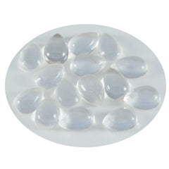 Riyogems, 1 pieza, cabujón de cuarzo de cristal blanco, 8x12mm, forma de pera, piedra de calidad increíble