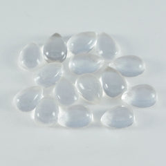 Riyogems 1PC witte kristalkwarts cabochon 7x10 mm peervorm schoonheid kwaliteit edelstenen