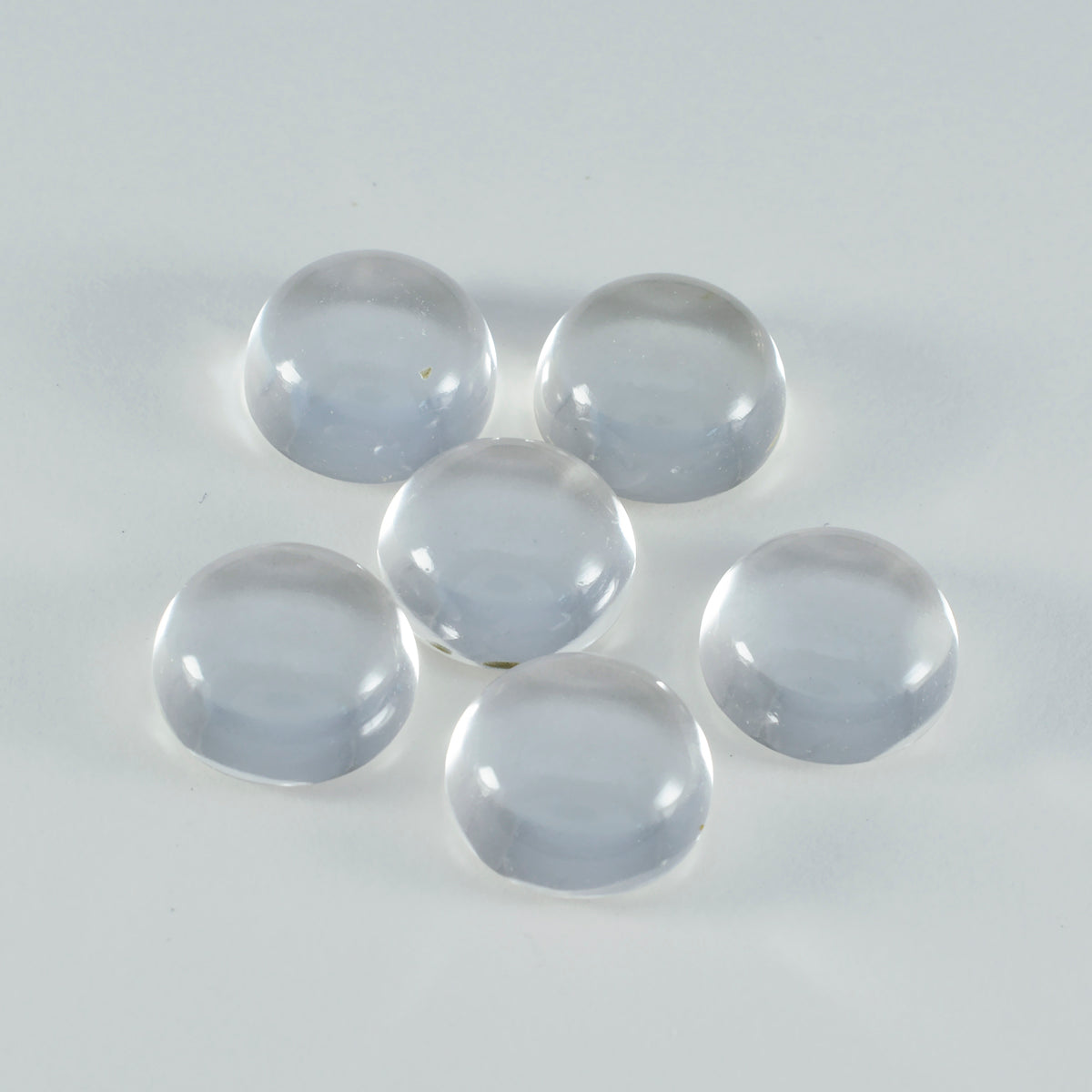 Riyogems 1PC White Crystal Quartz Cabochon 10x10 mm Round Shape Nice Quality Gemstone