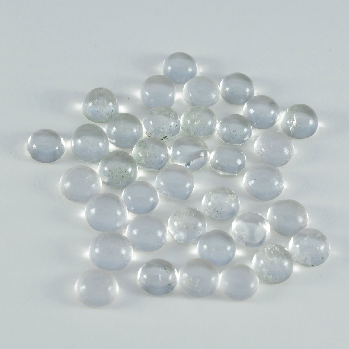 Riyogems, 1 pieza, cabujón de cuarzo de cristal blanco, 5x5mm, forma redonda, piedra suelta de calidad AAA