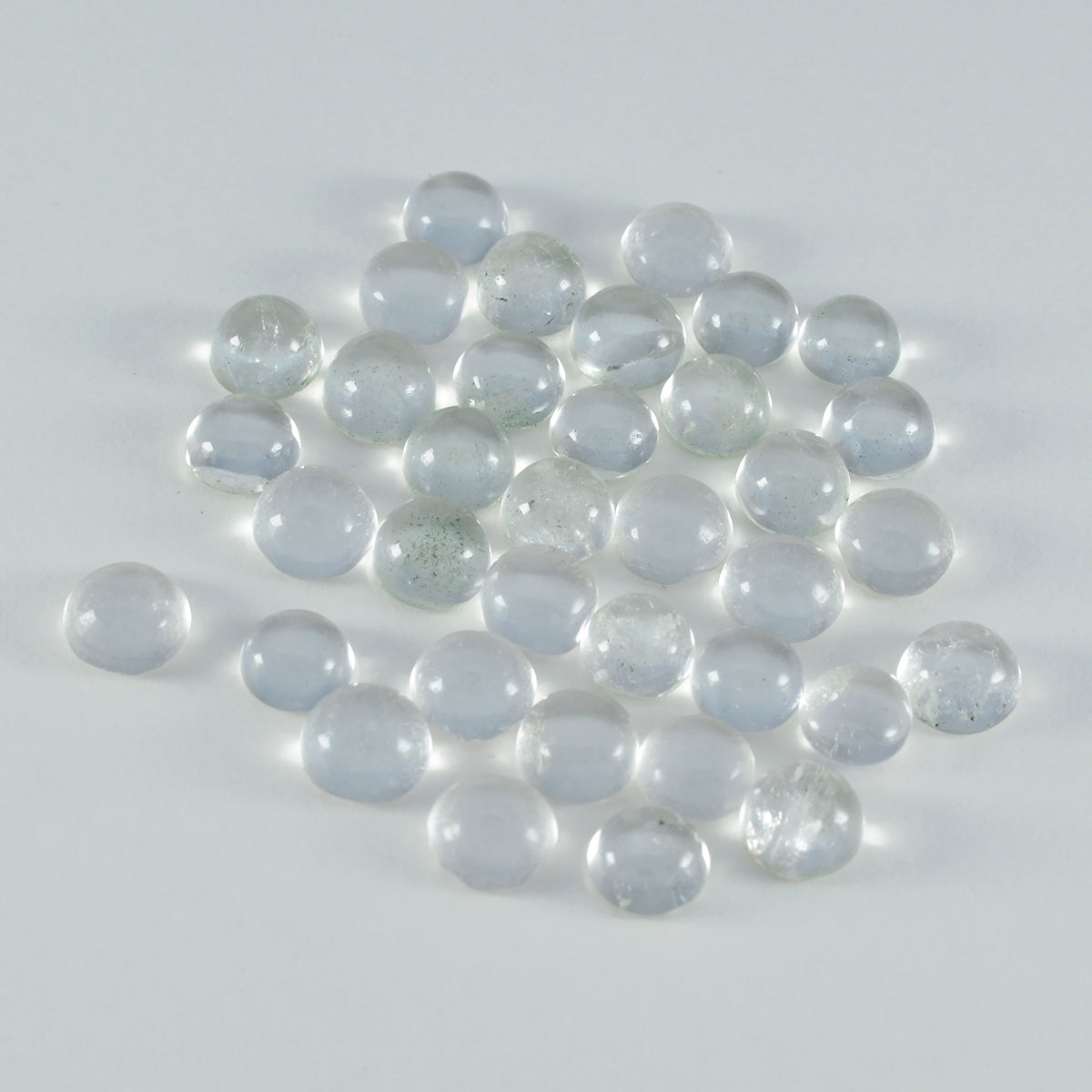 Riyogems 1 cabujón de cuarzo de cristal blanco de 0.236 x 0.236 in, forma redonda, calidad A+, piedra preciosa suelta