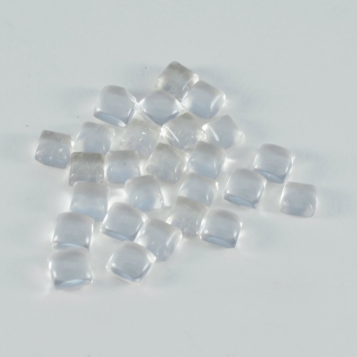 Riyogems 1PC White Crystal Quartz Cabochon 5x5 mm Square Shape nice-looking Quality Gems