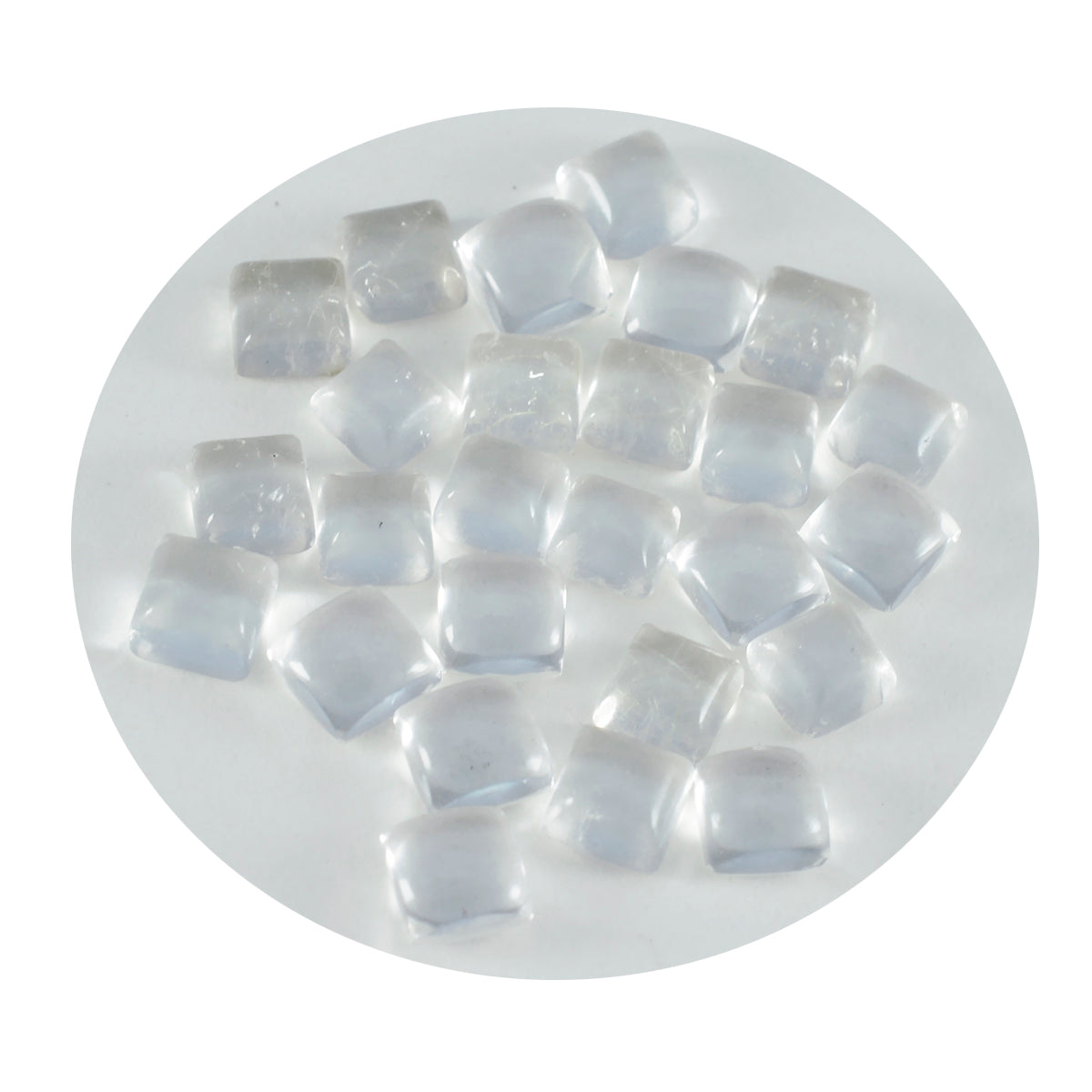 Riyogems 1PC White Crystal Quartz Cabochon 6x6 mm Square Shape excellent Quality Stone