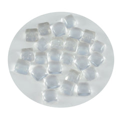 Riyogems 1 Stück weißer Kristallquarz-Cabochon, 6 x 6 mm, quadratische Form, Stein von ausgezeichneter Qualität