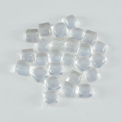 Riyogems 1PC White Crystal Quartz Cabochon 6x6 mm Square Shape excellent Quality Stone