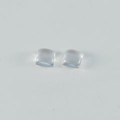 Riyogems 1PC White Crystal Quartz Cabochon 7x7 mm Square Shape pretty Quality Gemstone