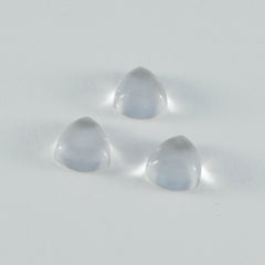 Riyogems 1PC White Crystal Quartz Cabochon 10x10 mm Trillion Shape superb Quality Loose Gem