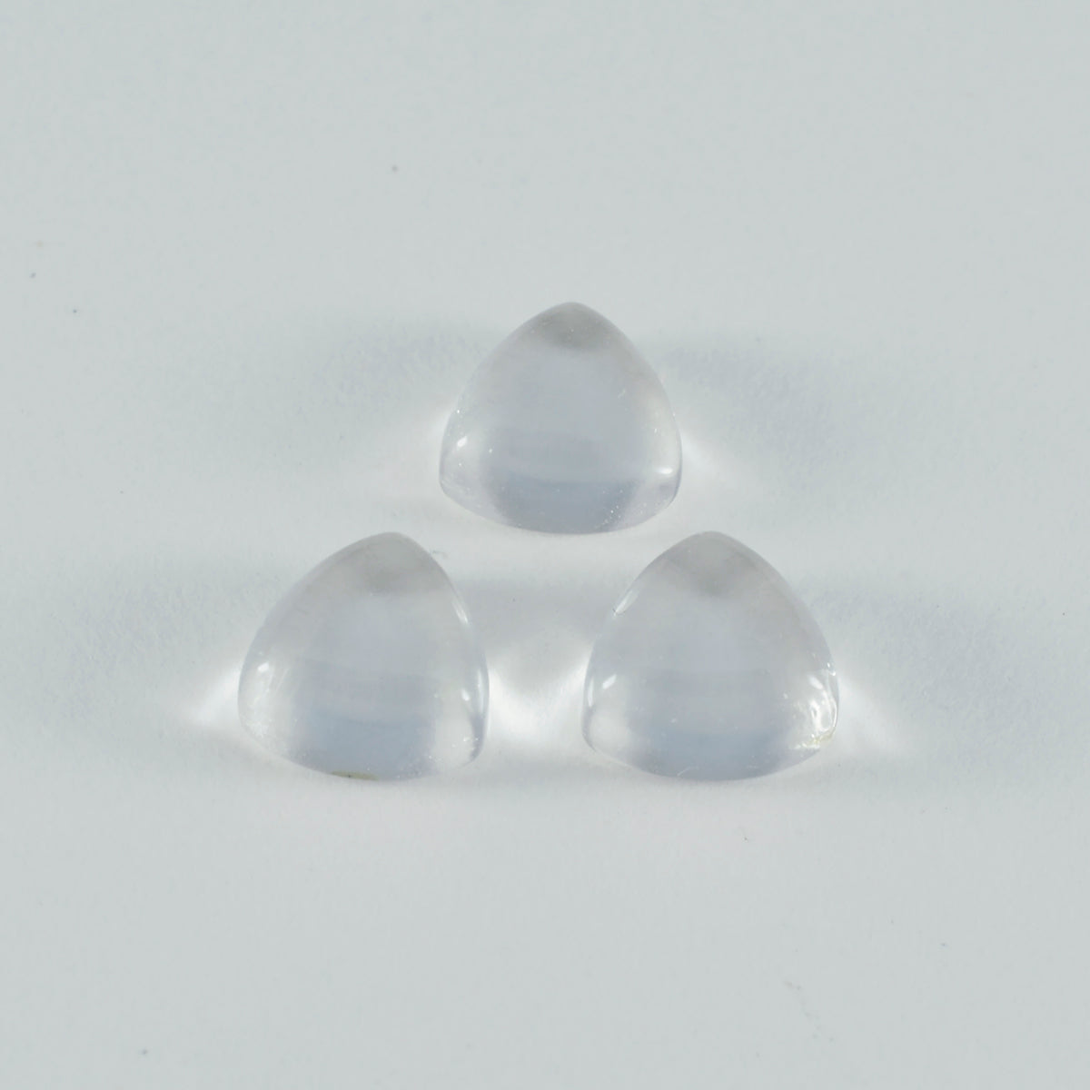 Riyogems 1PC White Crystal Quartz Cabochon 13x13 mm Trillion Shape amazing Quality Loose Gemstone