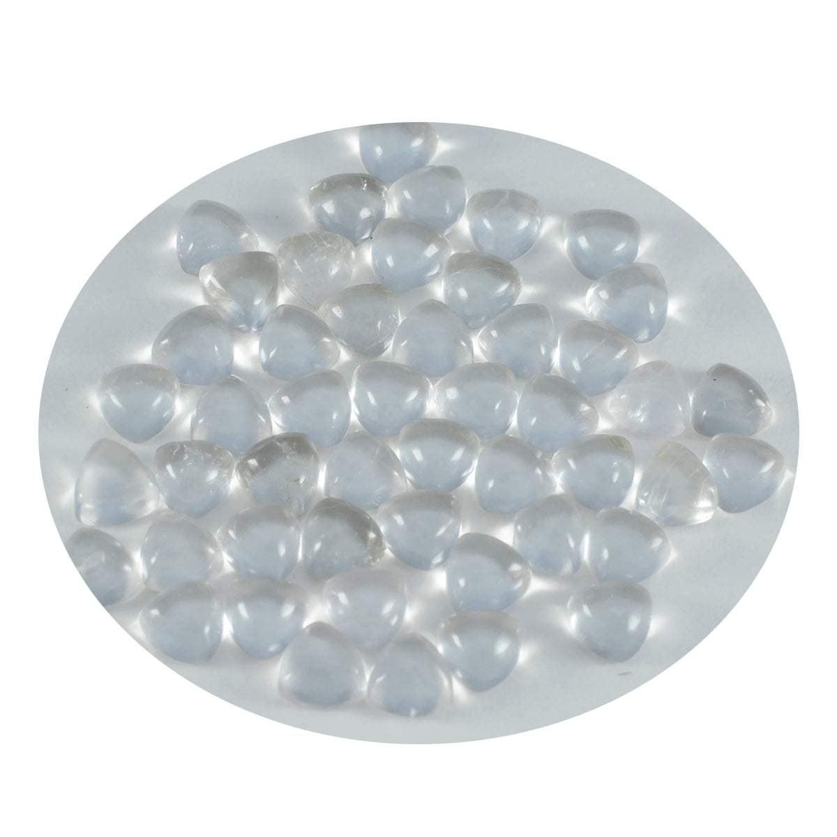 Riyogems, 1 pieza, cabujón de cuarzo de cristal blanco, 7x7mm, forma de billón, gemas de calidad sorprendentes