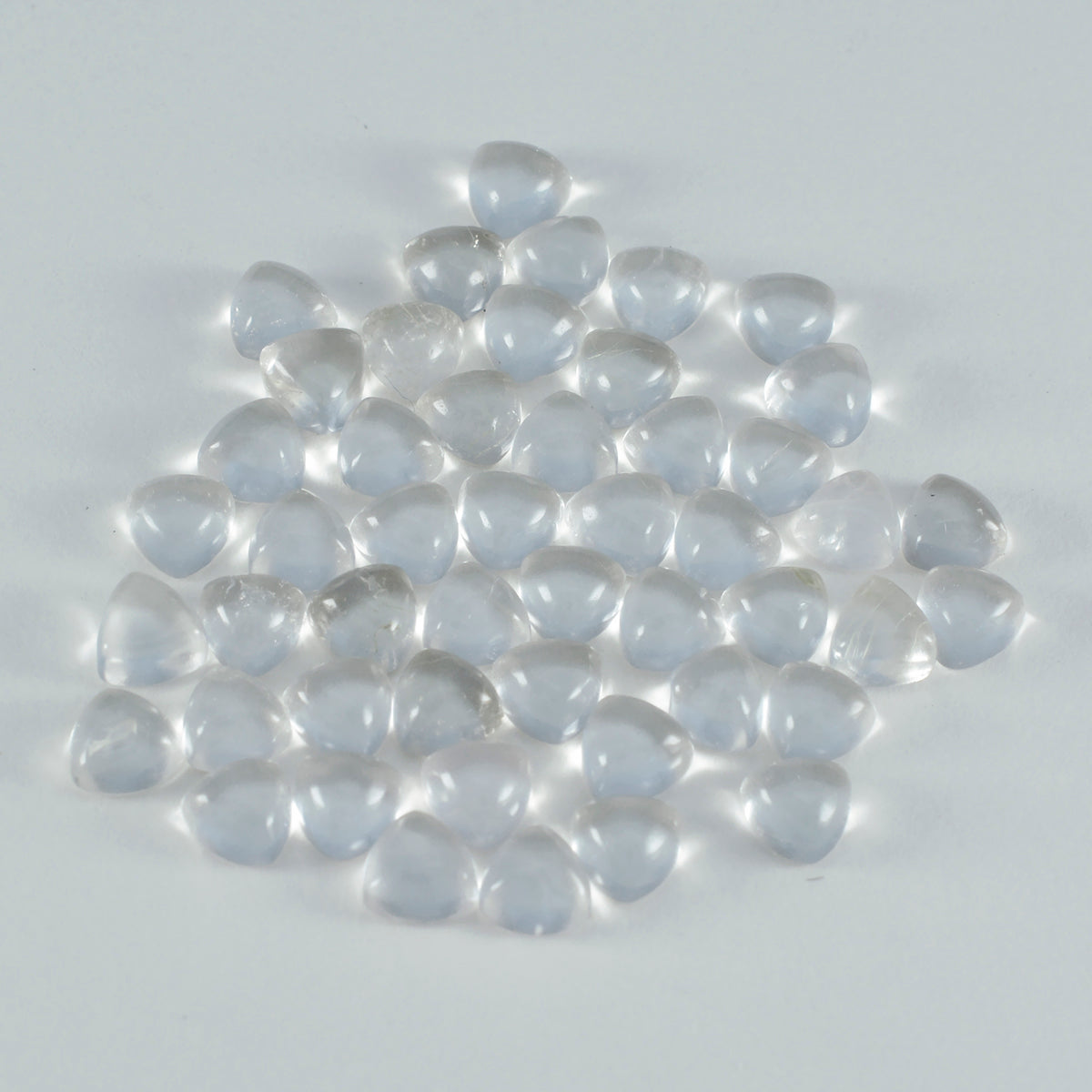 Riyogems 1PC White Crystal Quartz Cabochon 6x6 mm Trillion Shape fantastic Quality Gem