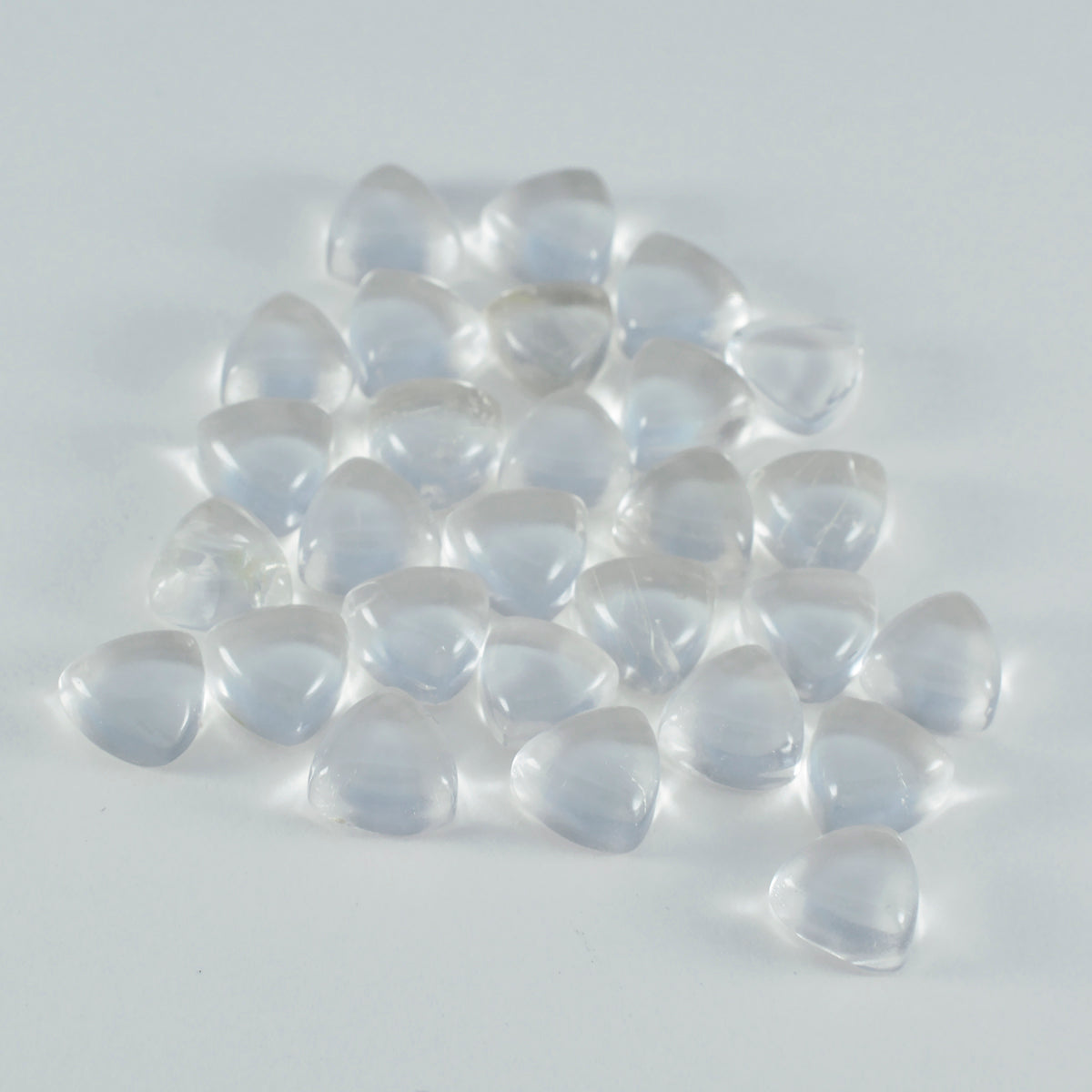 Riyogems 1PC White Crystal Quartz Cabochon 8x8 mm Trillion Shape wonderful Quality Stone