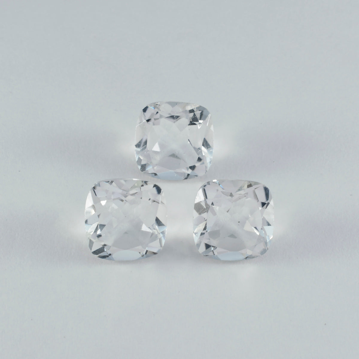Riyogems 1 pieza de cuarzo cristal blanco facetado 11x11 mm forma de cojín piedra preciosa suelta de excelente calidad