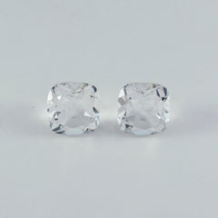 Riyogems 1pc quartz cristal blanc à facettes 11x11mm forme de coussin excellente qualité pierre précieuse en vrac