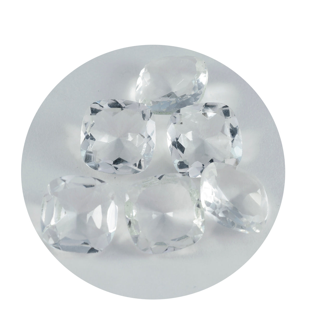 Riyogems 1PC White Crystal Quartz Faceted 13x13 mm Cushion Shape astonishing Quality Gems