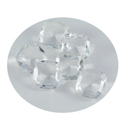 Riyogems 1 Stück weißer Kristallquarz, facettiert, 14 x 14 mm, Kissenform, schöner Qualitätsstein