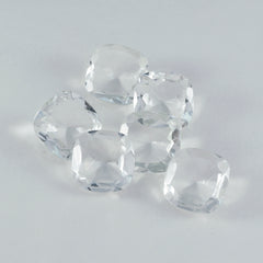 Riyogems 1 pieza de cristal blanco de cuarzo facetado de 15x15 mm con forma de cojín, piedra preciosa de buena calidad