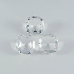 Riyogems 1 Stück weißer Kristallquarz, facettiert, 15 x 15 mm, Kissenform, hübscher Qualitäts-Edelstein