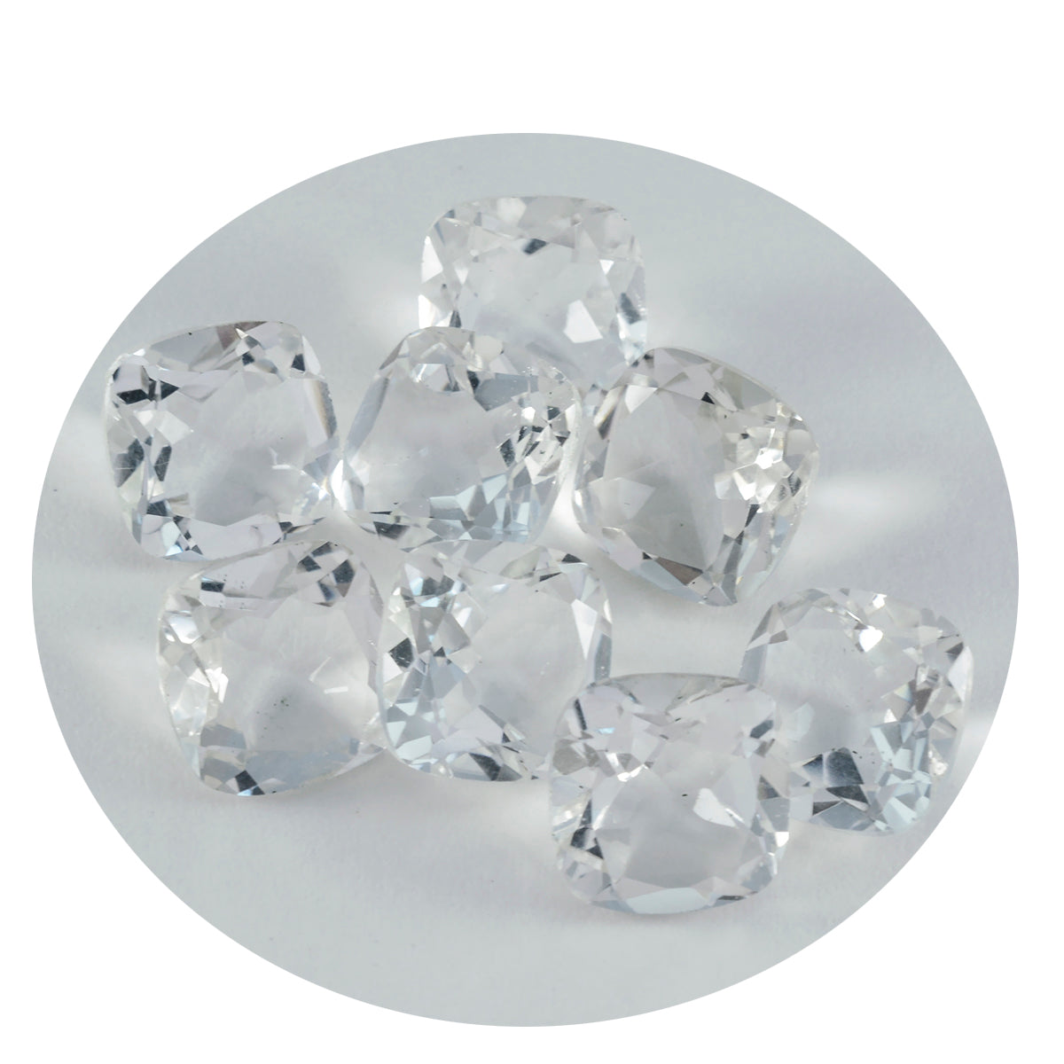 Riyogems 1 Stück weißer Kristallquarz, facettiert, 8 x 8 mm, Kissenform, hübscher, hochwertiger, loser Edelstein
