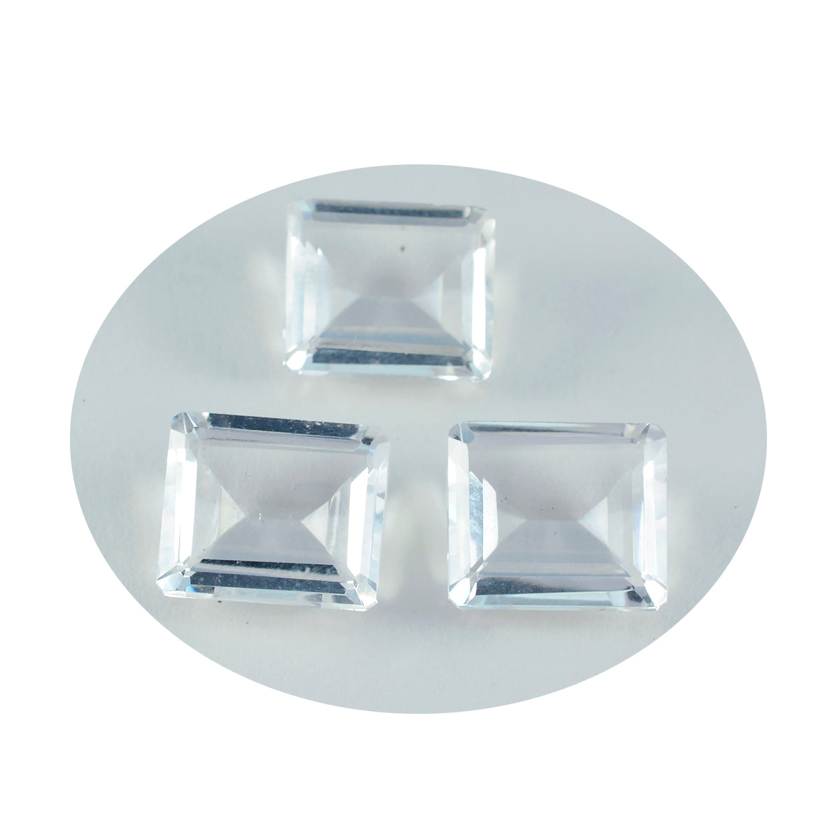 Riyogems 1 pièce de quartz cristal blanc à facettes 10x12mm forme octogonale pierre de qualité impressionnante