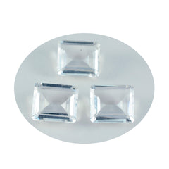 Riyogems 1 Stück weißer Kristallquarz, facettiert, 10 x 12 mm, achteckige Form, toller Qualitätsstein