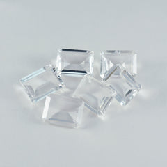 Riyogems 1 Stück weißer Kristallquarz, facettiert, 10 x 14 mm, Achteckform, Schönheitsqualitäts-Edelstein