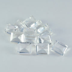 Riyogems 1 Stück weißer Kristallquarz, facettiert, 5 x 7 mm, Achteckform, fantastische Qualität, lose Edelsteine