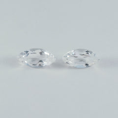 Riyogems 1 Stück weißer Kristallquarz, facettiert, 10 x 20 mm, Marquise-Form, schöne Qualität, lose Edelsteine