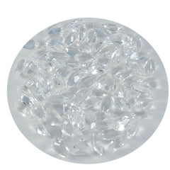 Riyogems 1 Stück weißer Kristallquarz, facettiert, 2 x 4 mm, Marquise-Form, niedliche, hochwertige lose Edelsteine